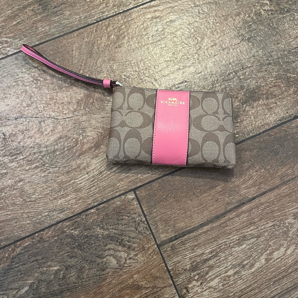 Coach Brown and Pink Wristlet